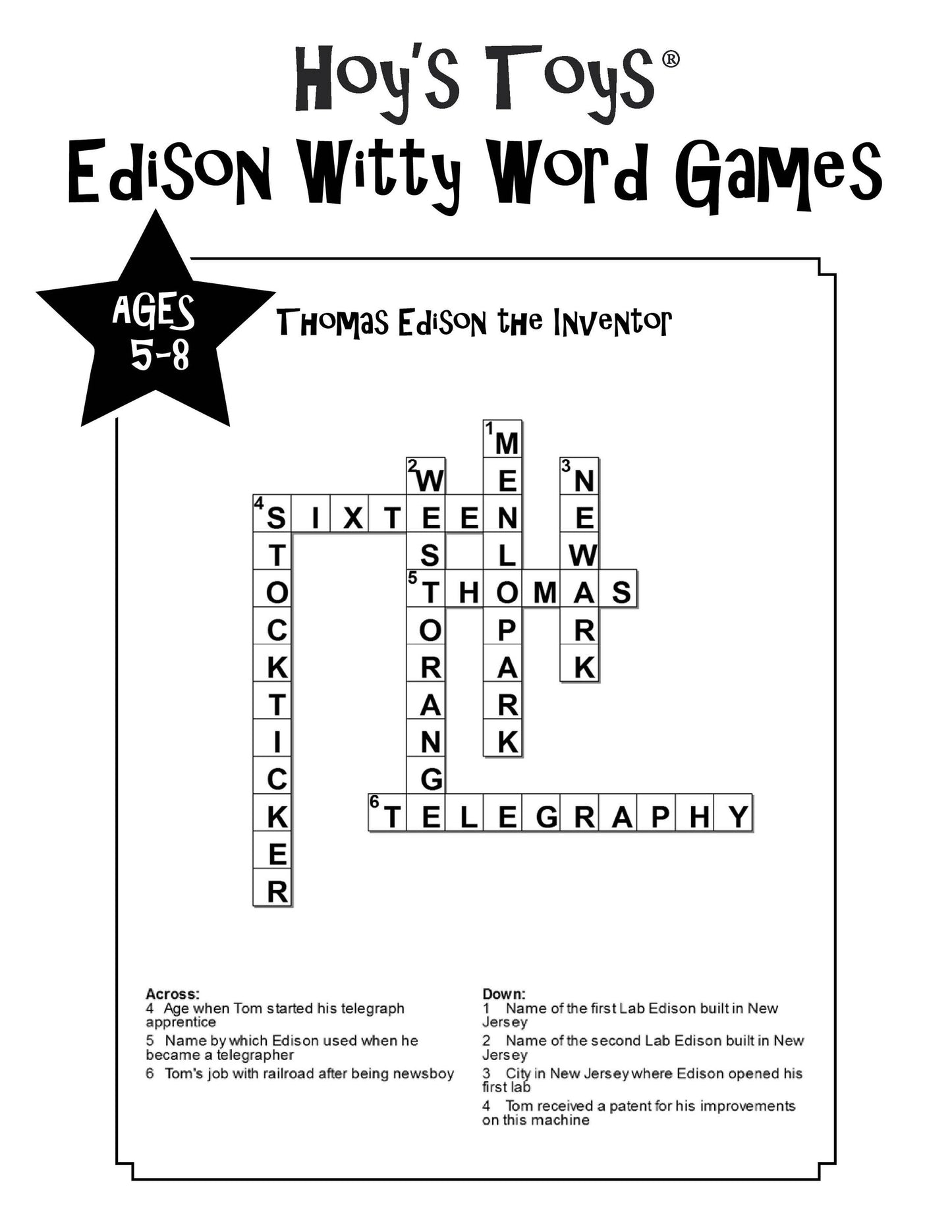 Hoy's Toys Thomas Edison Witty Word Game (5 to 8)