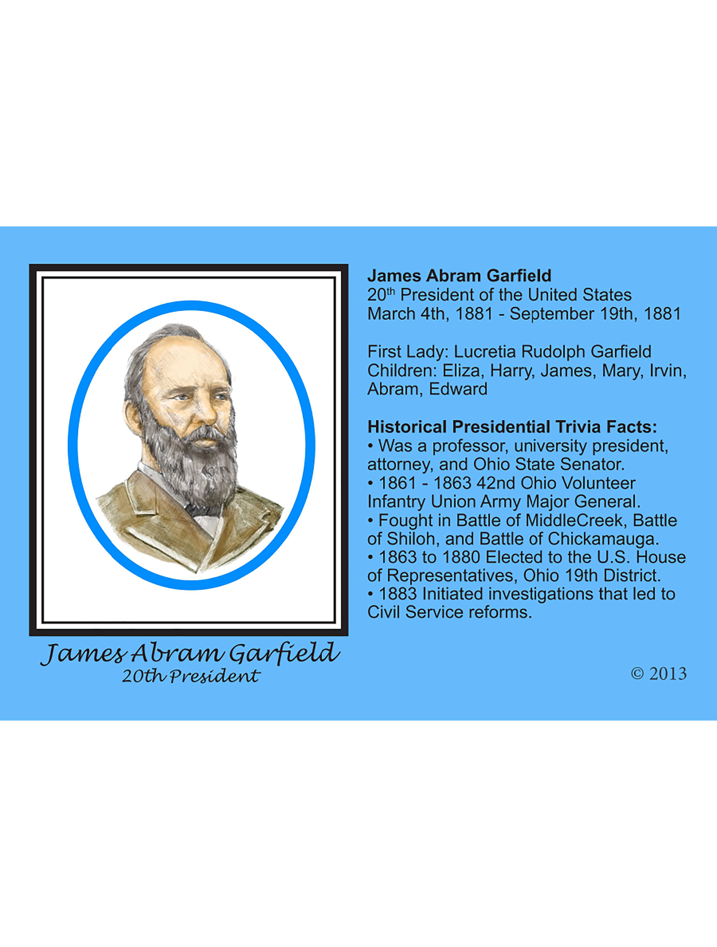 Hoy's Toys United We Stand Ohio Presidential Series Post Cards - James A. Garfield