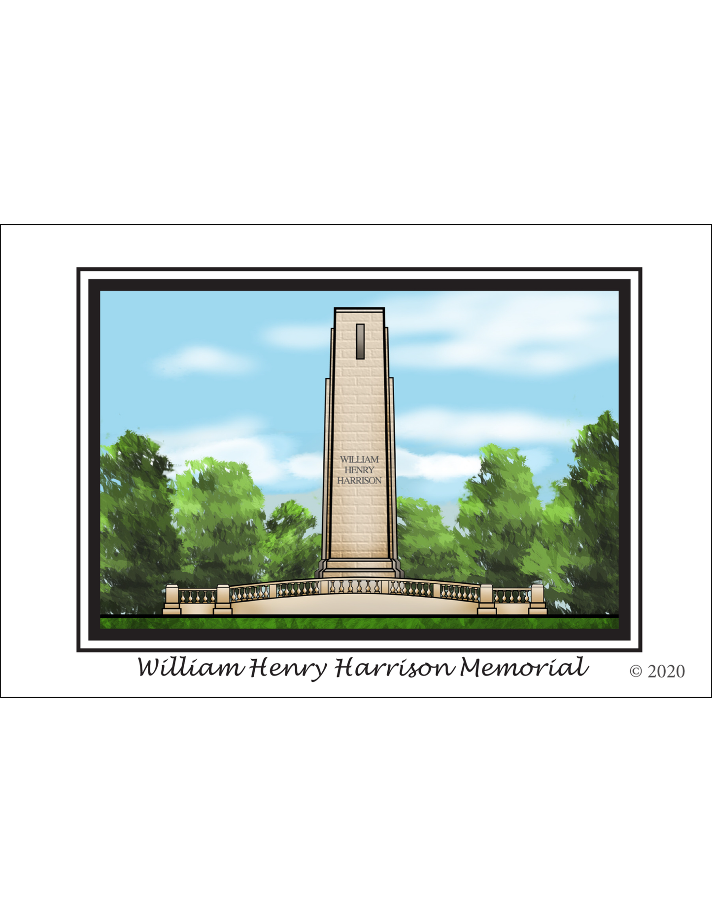 Hoy's Toys United We Stand Ohio Presidential Series Post Cards - William Henry Harrison Memorial