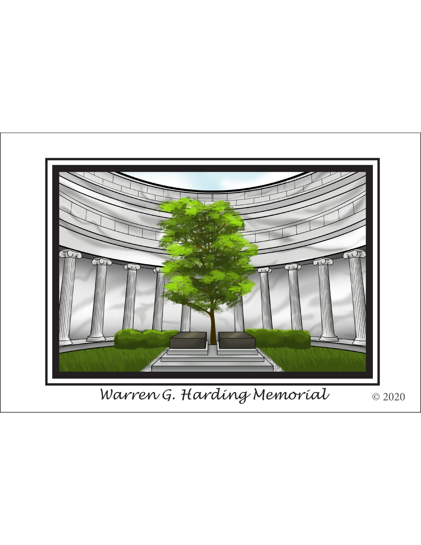 Hoy's Toys United We Stand Ohio Presidential Series Post Cards - Warren G. Harding Memorial Inside