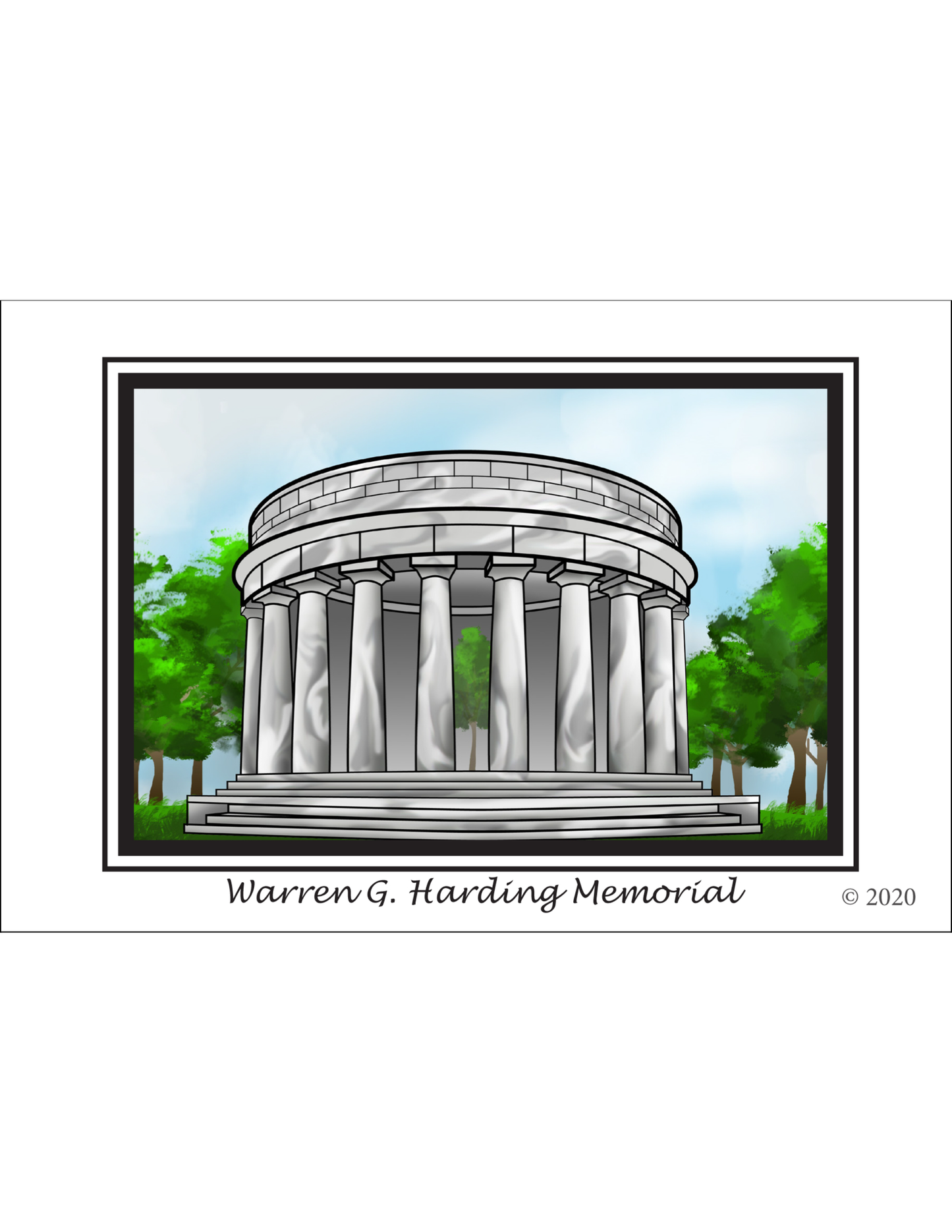 Hoy's Toys United We Stand Ohio Presidential Series Post Cards - Warren G. Harding Memorial